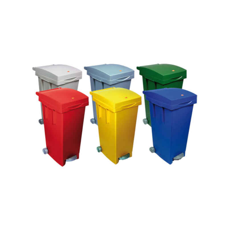 Bidone Per Raccolta Differenziata 80 Litri Grigio - Con Ruote E Coperchio Ribaltabile - Foto 8